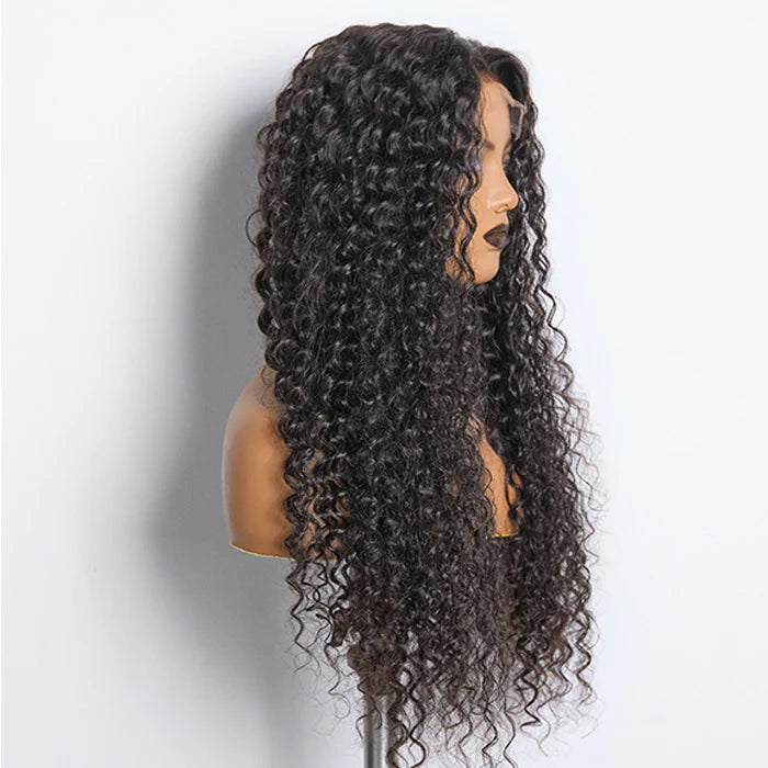 180% Density 5x5 Transparent Lace Closure Glueless Wig Deep Wavy