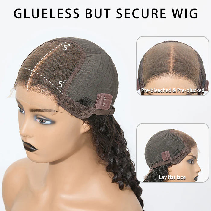 180% Density 5x5 Transparent Lace Closure Glueless Wig Water Wavy