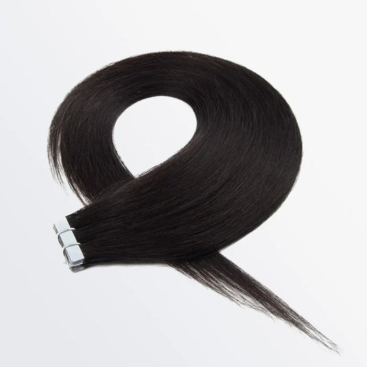 Tape In Remy Hair Extensions #1B Natural Black Premium Quality Straight