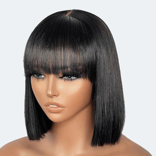 Yaki Straight Bob With Bangs 2x1 Minimalist Lace Wig 150% Density