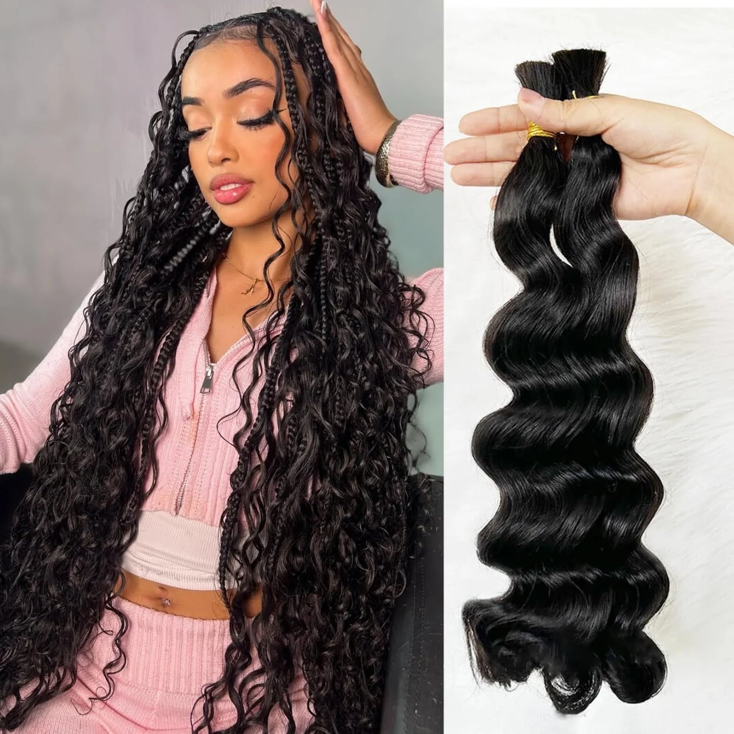 Loose Wave Bulk Hair For Braiding #1B Natural Black