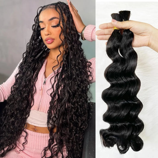 Loose Wave Bulk Hair For Braiding #1B Natural Black