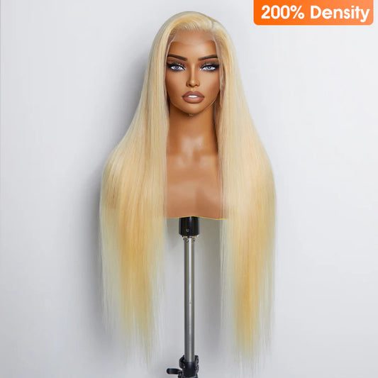 #613 Blonde 200% Density 13"x4" Transparent Lace Frontal Wig Straight