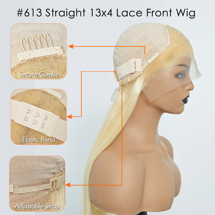 #613 Blonde 13"x4" Transparent Lace Frontal Wig 150% Density Straight