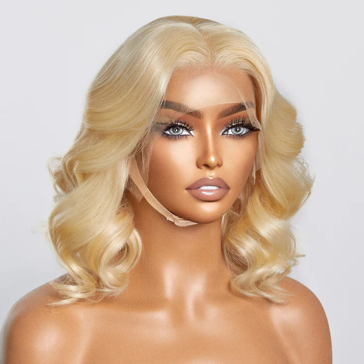 #613 Blonde 13"x4" Transparent Lace Frontal Bob Wig 150% Density Body Wave