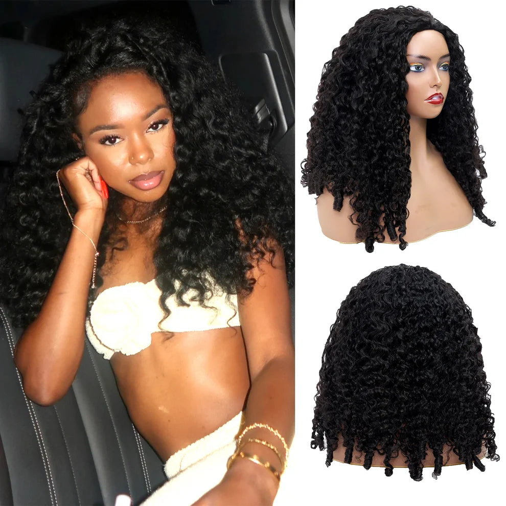 #1B Natural Black Burmese Curly Half Wig 180% Density Glueless