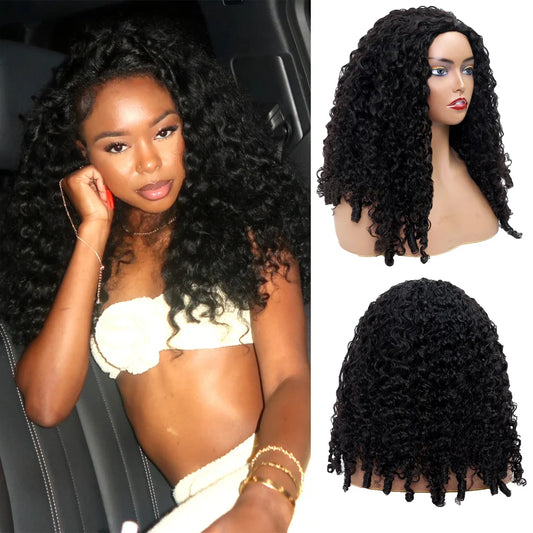 #1B Natural Black Burmese Curly Half Wig 180% Density Glueless