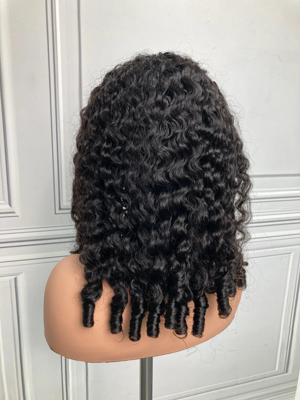 #1B Natural Black Burmese Curly Half Wig 180% Density Glueless