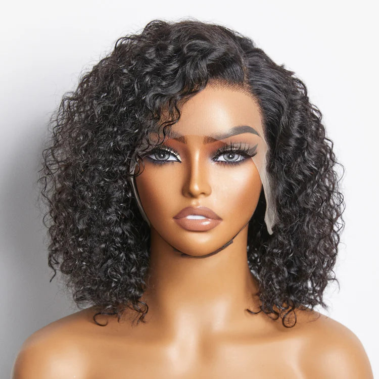 150% Density 13"x4" Transparent Lace Frontal Bob Wig Curly