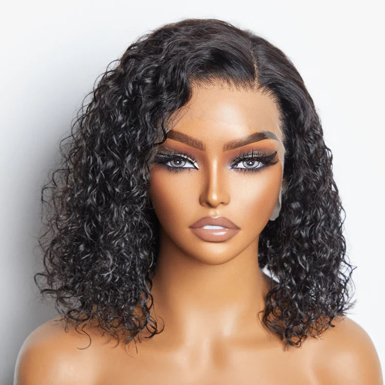 150% Density 13"x4" Transparent Lace Frontal Bob Wig Water Wavy