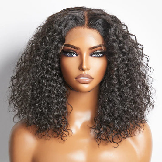 5x5 Transparent Lace Closure Bob Glueless Wig 150% Density Water Wave