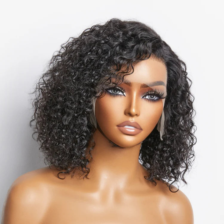 150% Density 13"x4" Transparent Lace Frontal Bob Wig Curly