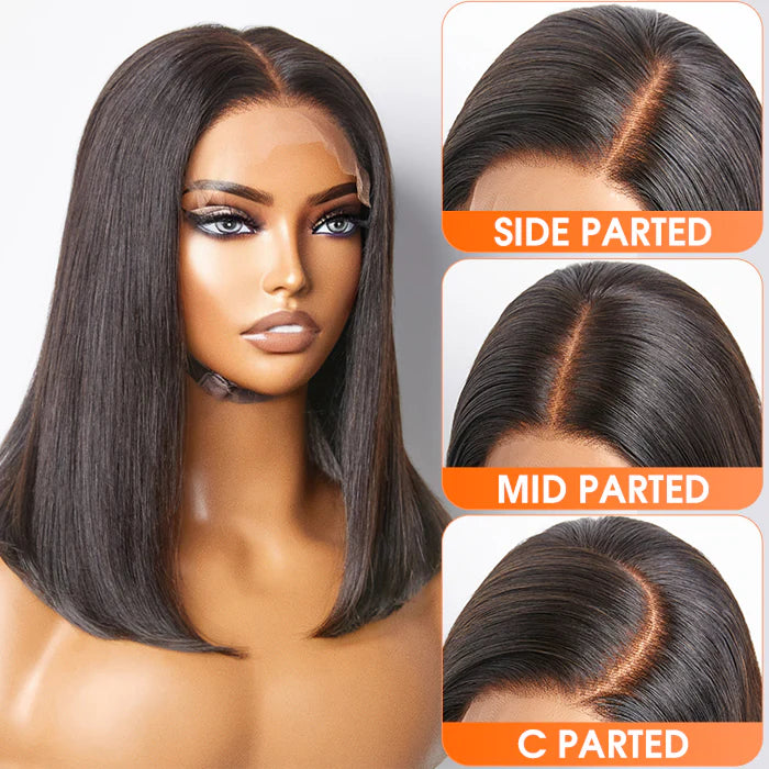 5x5 Transparent Lace Closure Bob Glueless Wig 150% Density Straight
