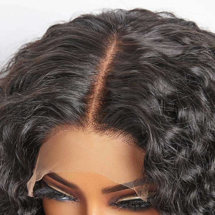 5x5 Transparent Lace Closure Bob Glueless Wig 150% Density Water Wave
