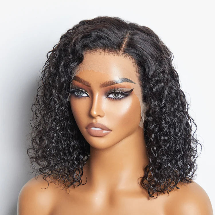 150% Density 13"x4" Transparent Lace Frontal Bob Wig Water Wavy