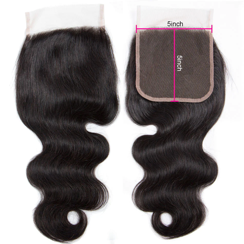 5" x 5" Transparent Lace Closure Free Parted Body Wavy