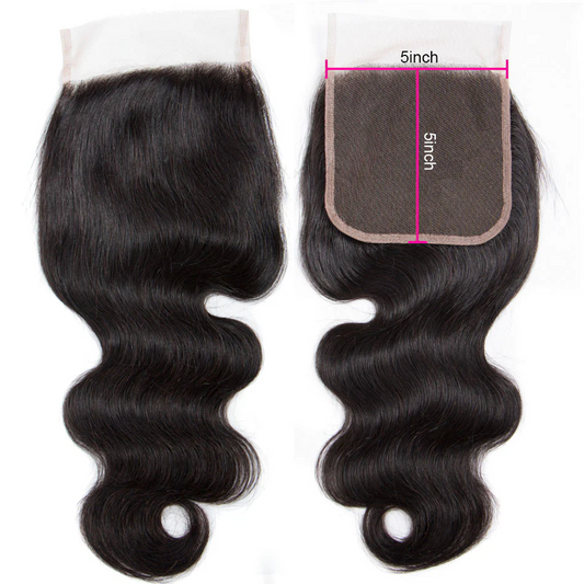 5" x 5" Transparent Lace Closure Free Parted Body Wavy