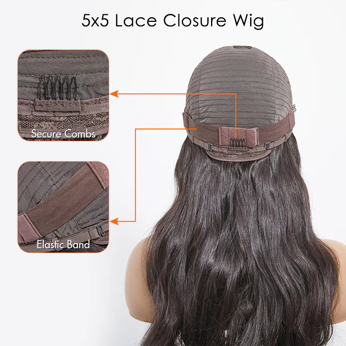 180% Density 5x5 HD Lace Closure Wig Body Wavy