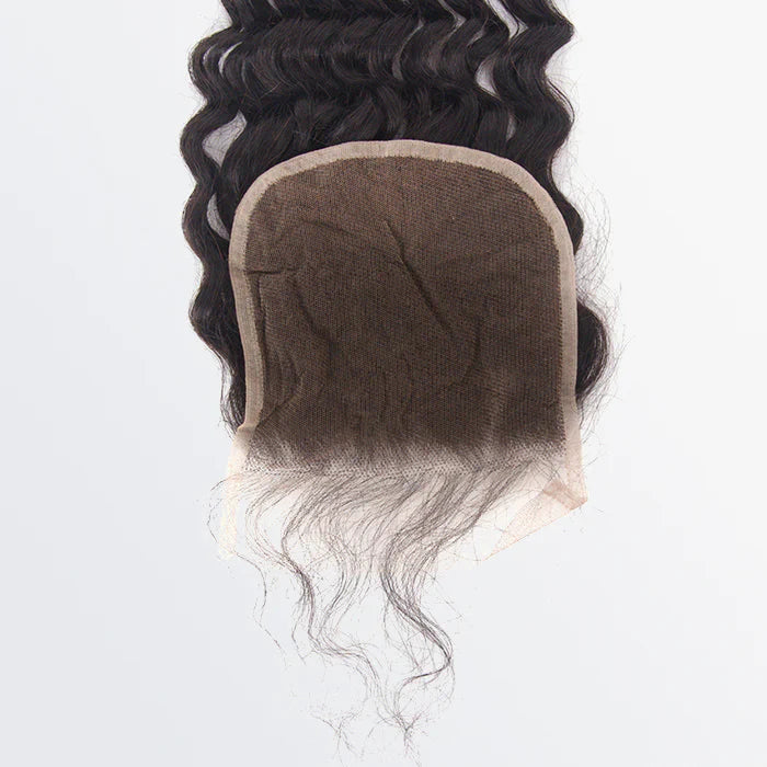 5" x 5" Transparent Lace Closure Free Parted Deep Wavy