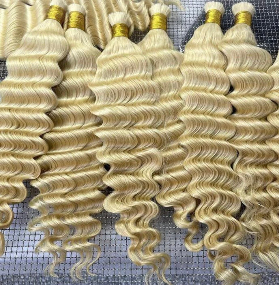 613 Blonde Deep Wavy Bulk Braiding Hair