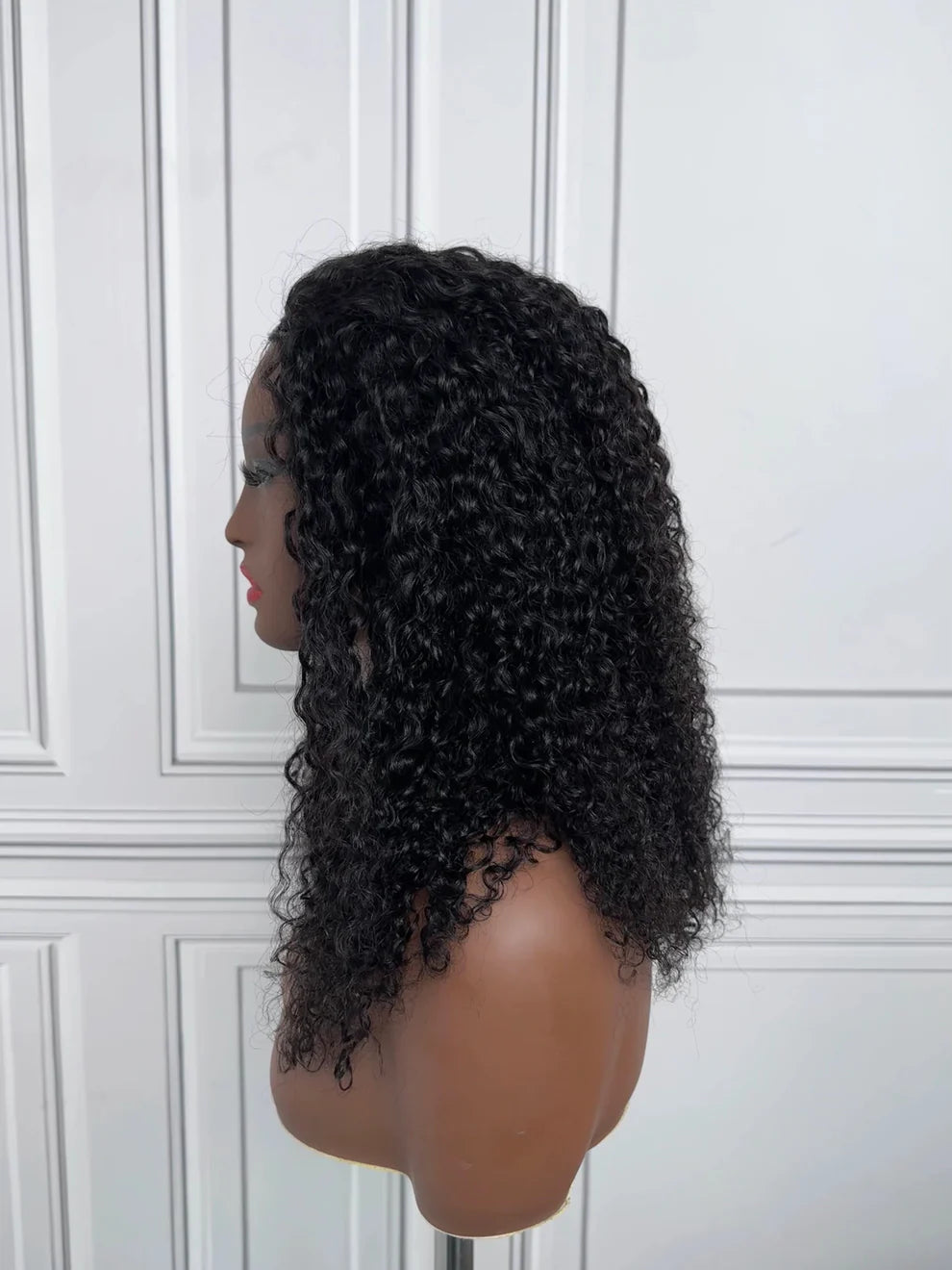 #1B Natural Black Messy Curly Half Wig 180% Density Glueless