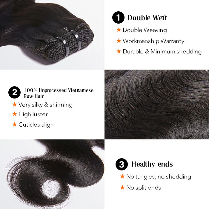 Raw Vietnam Hair Bundles Body Wavy