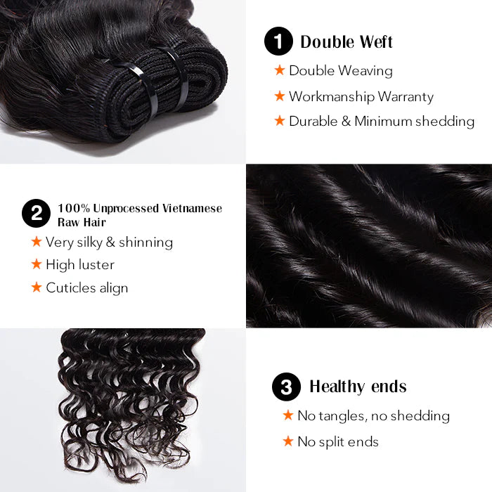 Raw Vietnam Hair Bundles Deep Wavy