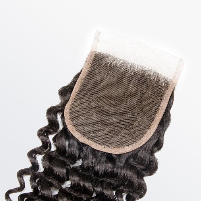 4" x 4" Transparent Lace Closure Deep Curly Free Parted