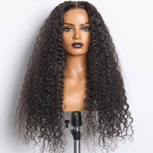 180% Density 5x5 Transparent Lace Closure Glueless Wig Water Wavy