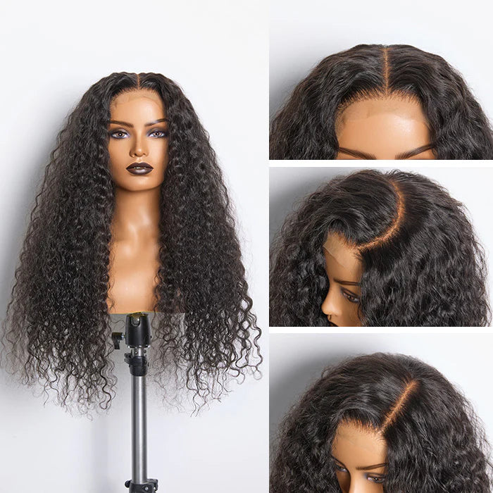 180% Density 5x5 Transparent Lace Closure Glueless Wig Water Wavy
