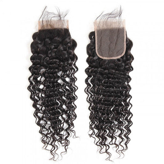 4" x 4" Transparent Lace Closure Deep Wavy Free Parted
