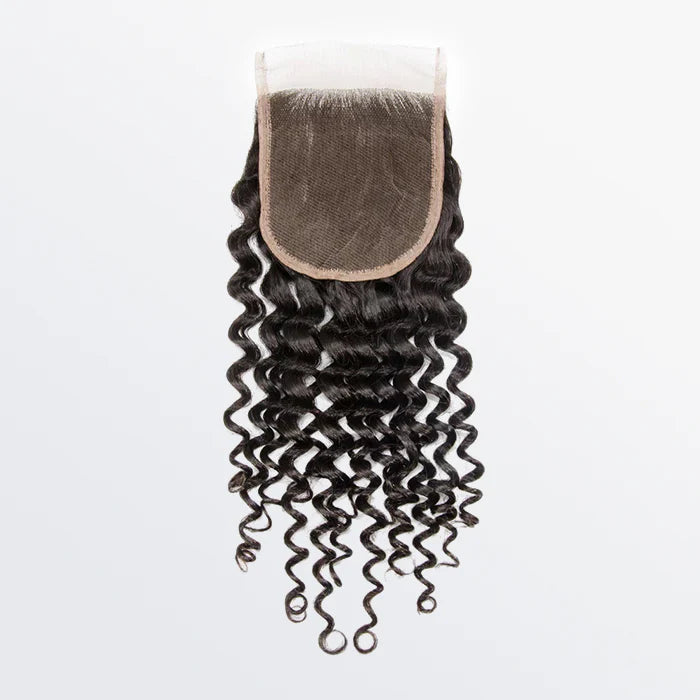 4" x 4" Transparent Lace Closure Deep Curly Free Parted